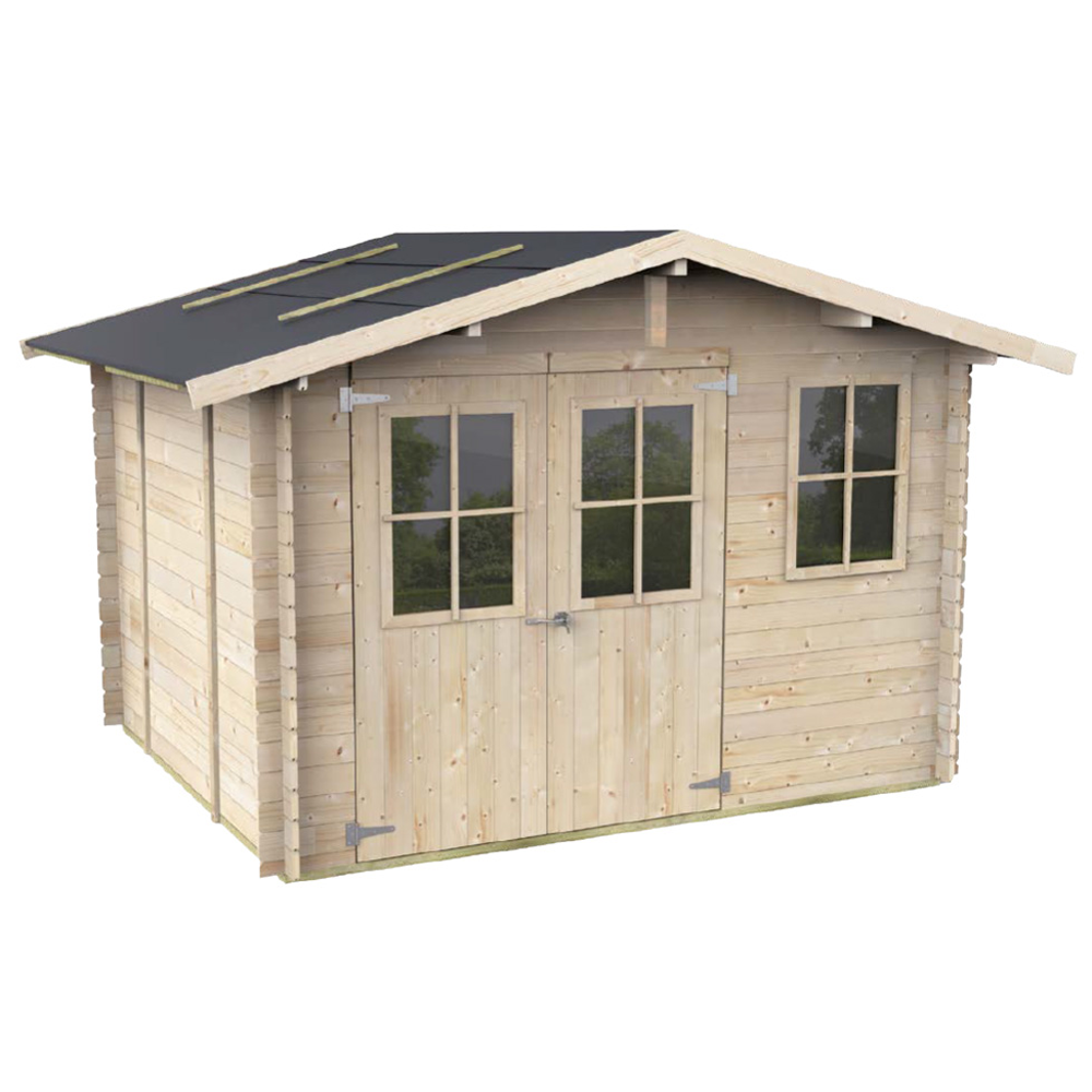 Alce Cortona Express 296x249 - Caseta de jardín de madera - Con ventanas y puerta de doble hoja