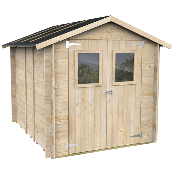 Alce Hobby 198x248 - Caseta de jardín de madera - Con ventanas y puerta de doble hoja - 198x248x215 cm