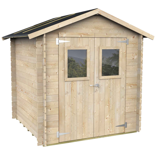 Alce Hobby 198x198 - Caseta de jardín de madera - Con ventanas y puerta de doble hoja - 198x198x215 cm