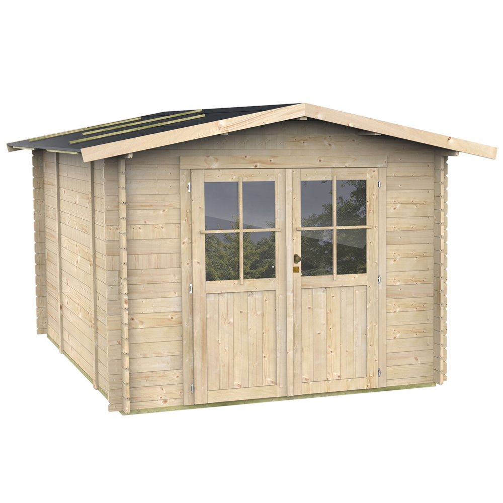 Alce Opera 250x250 - Caseta de jardín de madera - Con ventanas y puerta de doble hoja - 250x250x207 cm