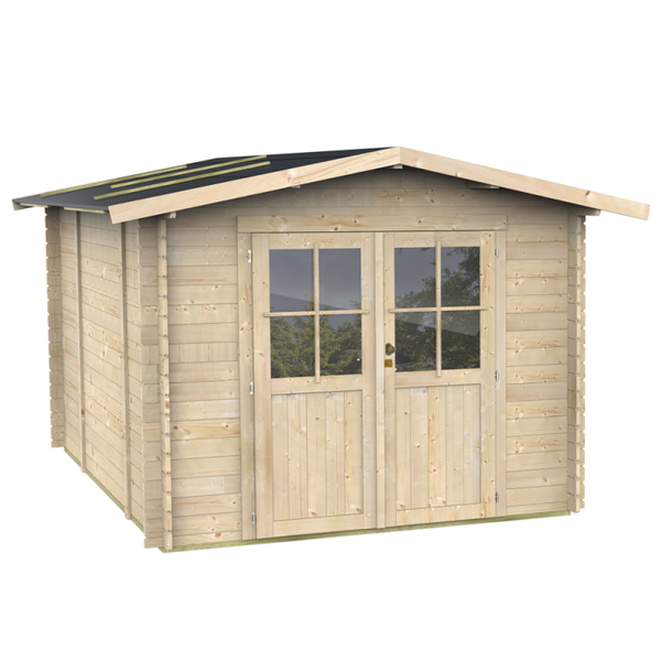 Alce Opera 215x250 - Caseta de jardín de madera - Con ventanas y puerta de doble hoja - 215x250x207 cm