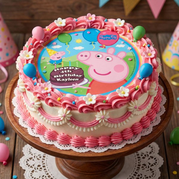 EGGLESS 10'' PHOTO PRINT CAKE  - PEPPA PIG