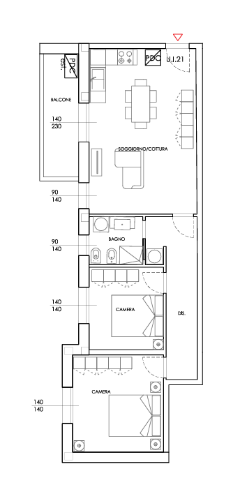 APPARTAMENTO 21, TRILOCALE - mq 85