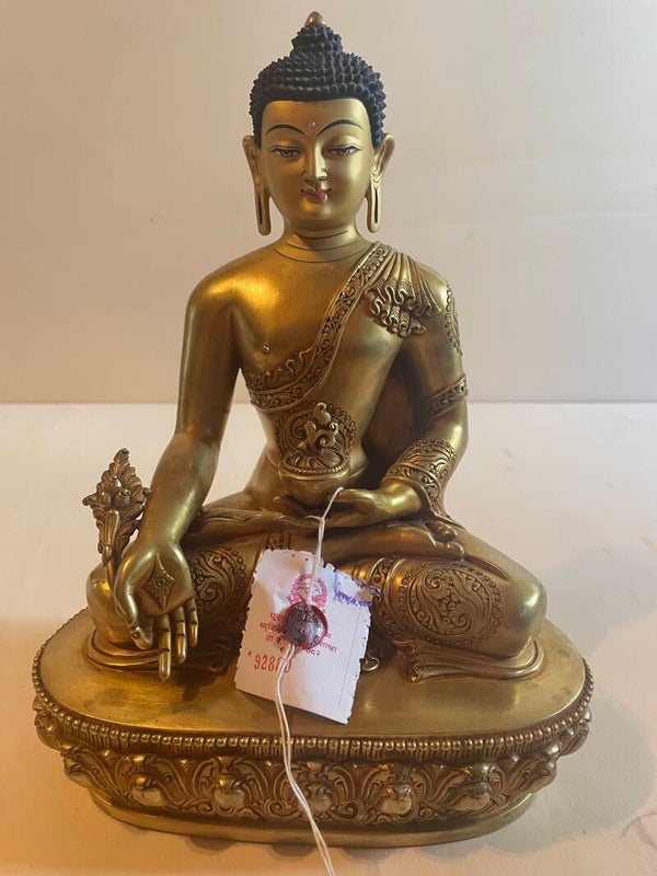 Medizin Buddha- Sangye Menla - 24k Feuervergoldet handgraviert 28cm aus Nepal