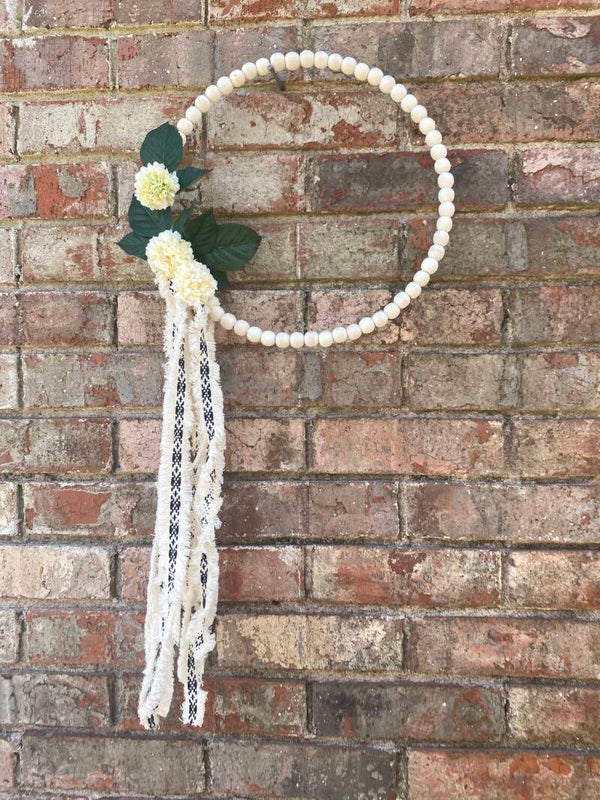 White Flower Beaded Wreath