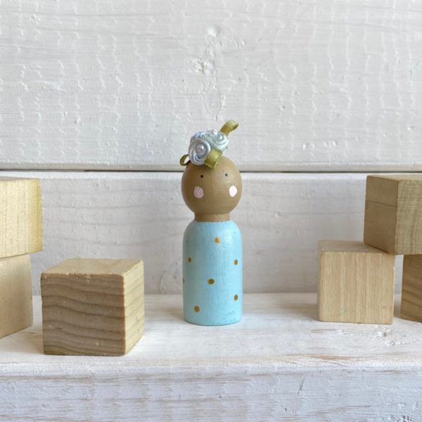Oops! Blue Dottie Peg Doll