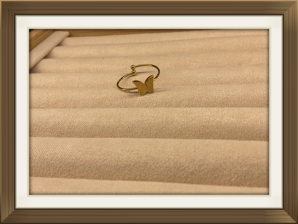 Bague double papillon doré