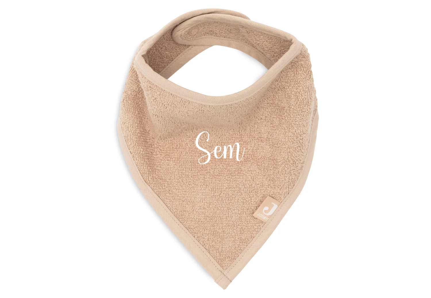 Jollein Bandana Badstof | Met geborduurde naam | Biscuit