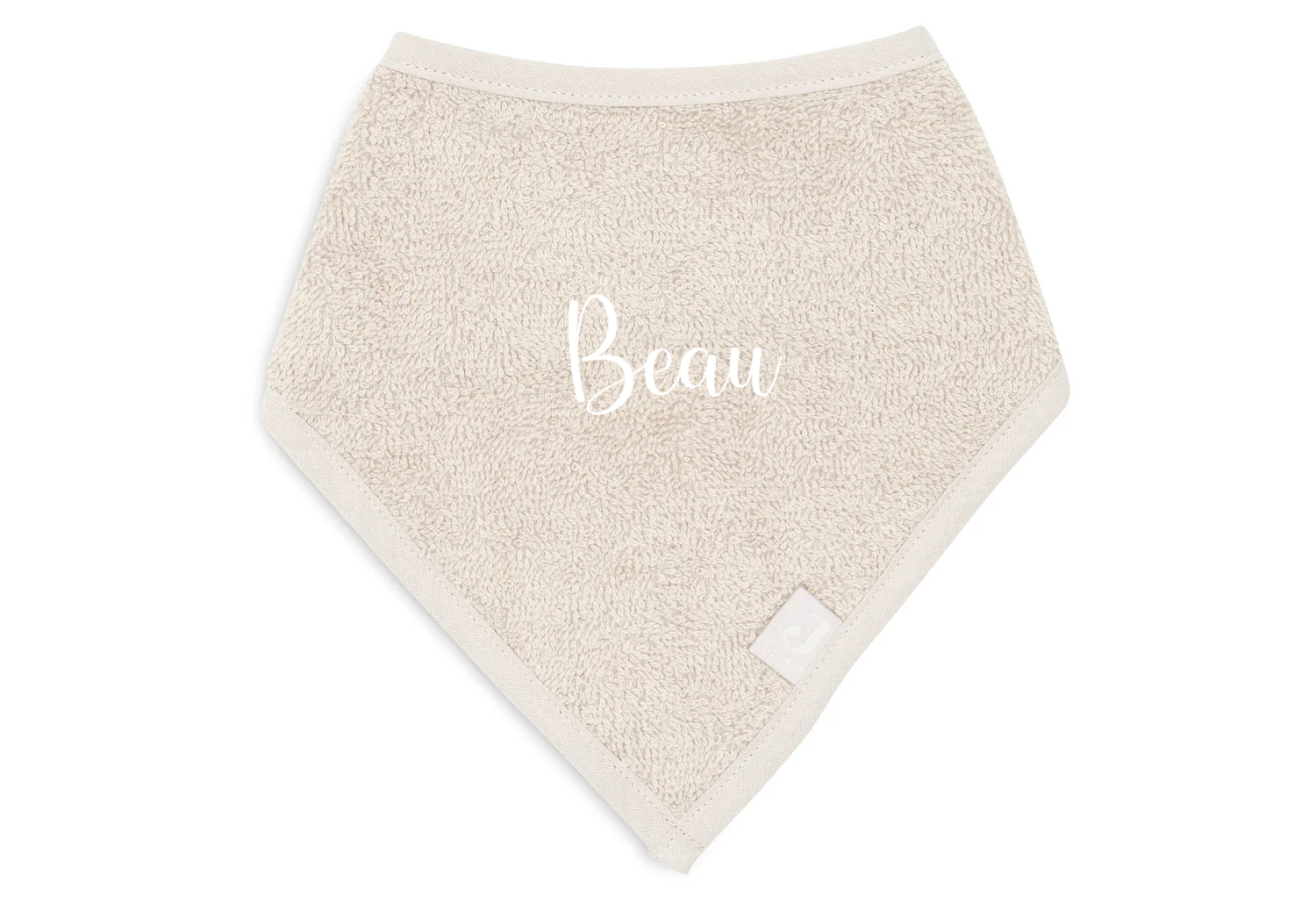 Jollein Bandana Badstof | Met geborduurde naam | Nougat