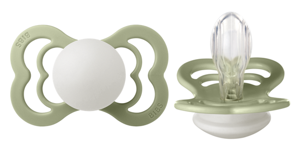 BIBS speen Supreme (siliconen) Glow in the dark Sage 6-18 maanden Maat 2