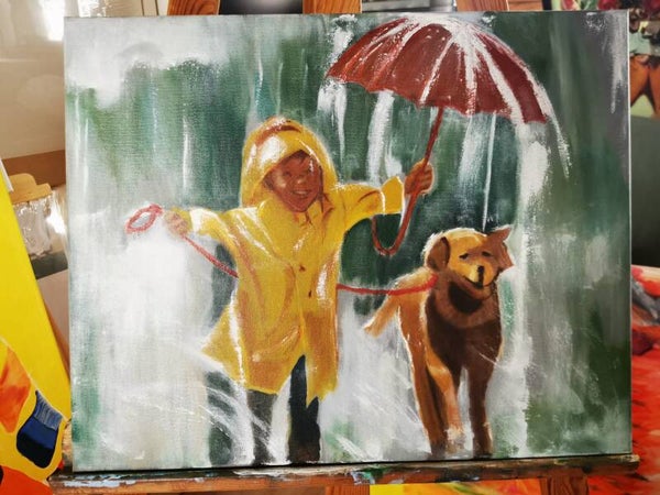 Vrolijk in de regen