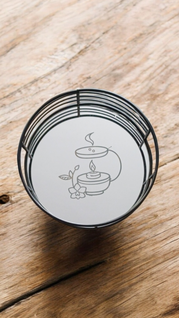 Plateau miroir bord acier