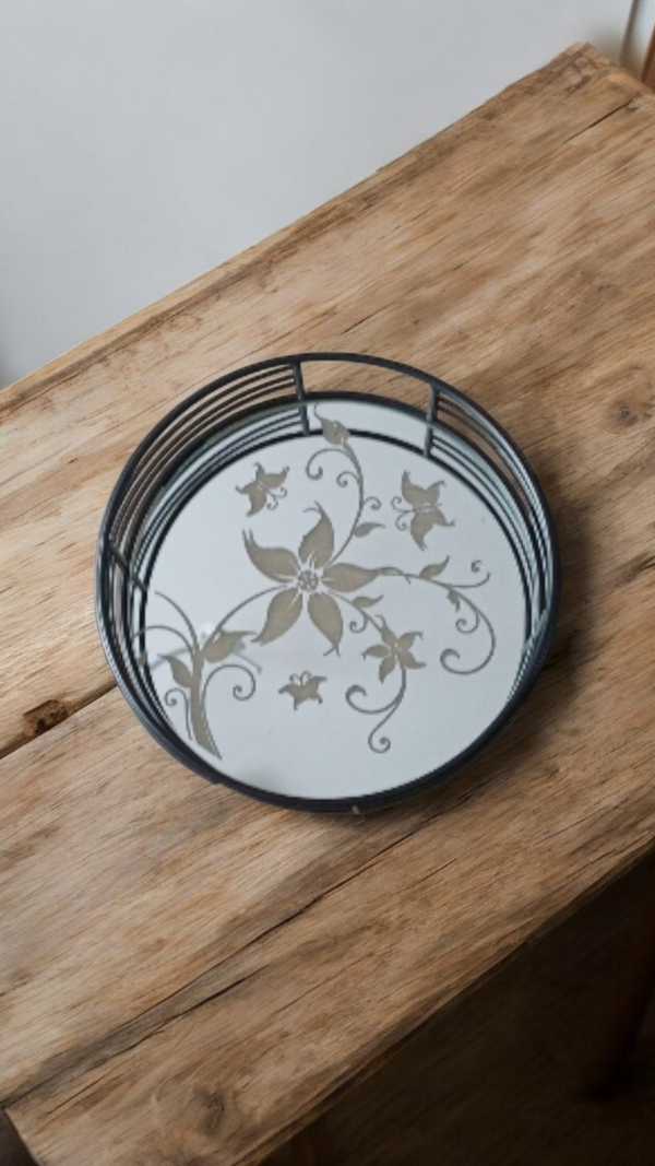 Plateau miroir bord acier