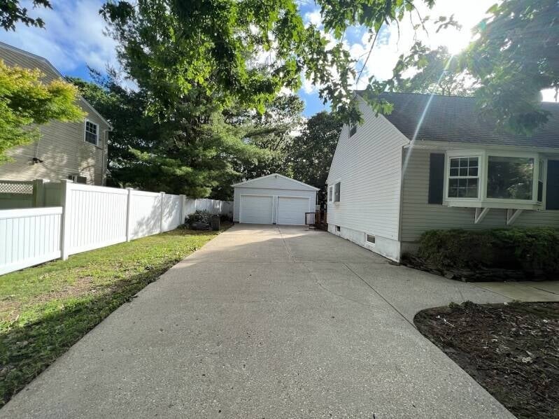 Concrete driveway after pressure washing