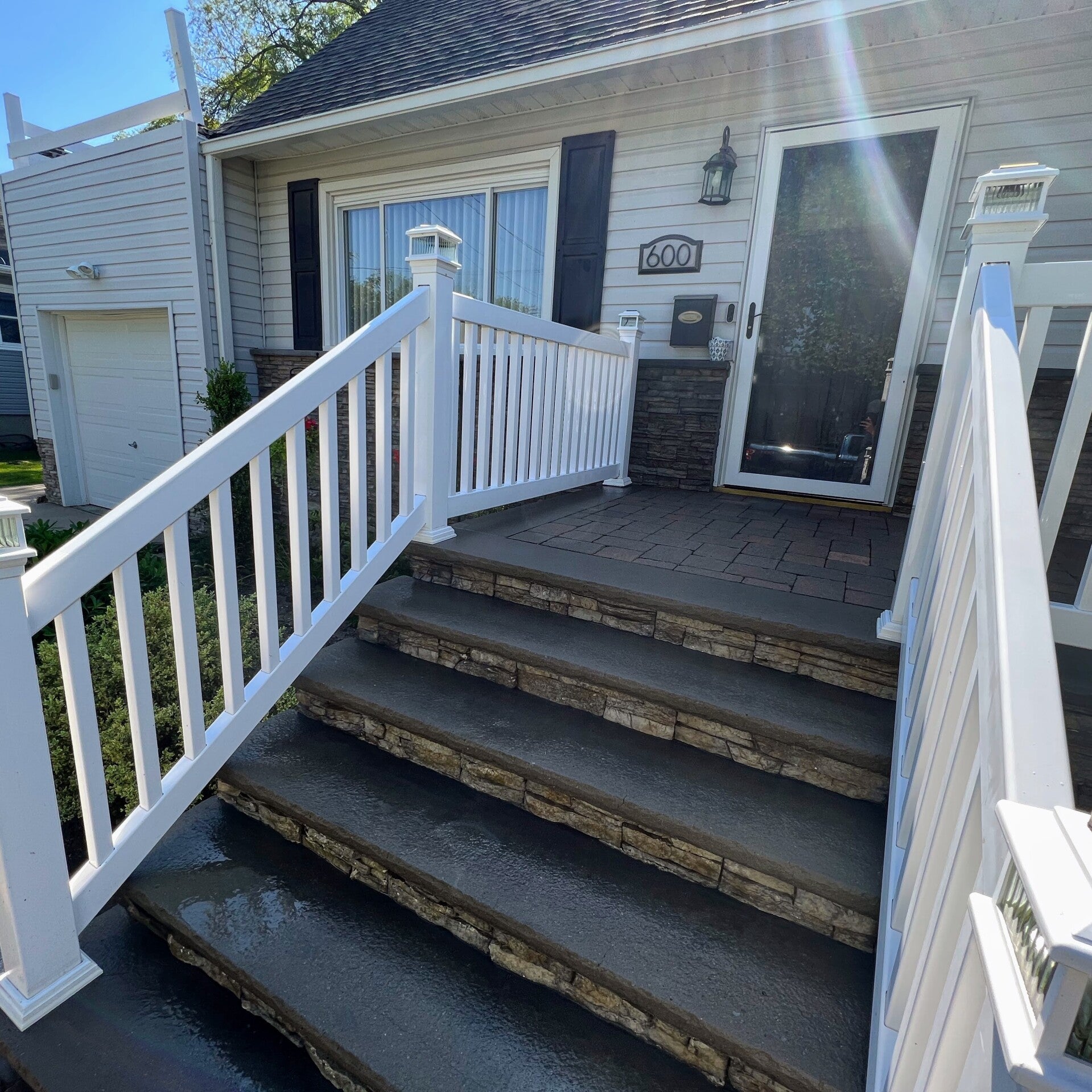 Concrete driveway after pressure washing