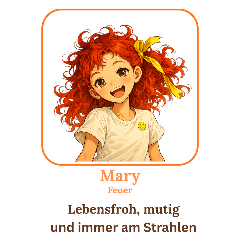 Mary – fröhliches Mädchen des Feuer-Elements.