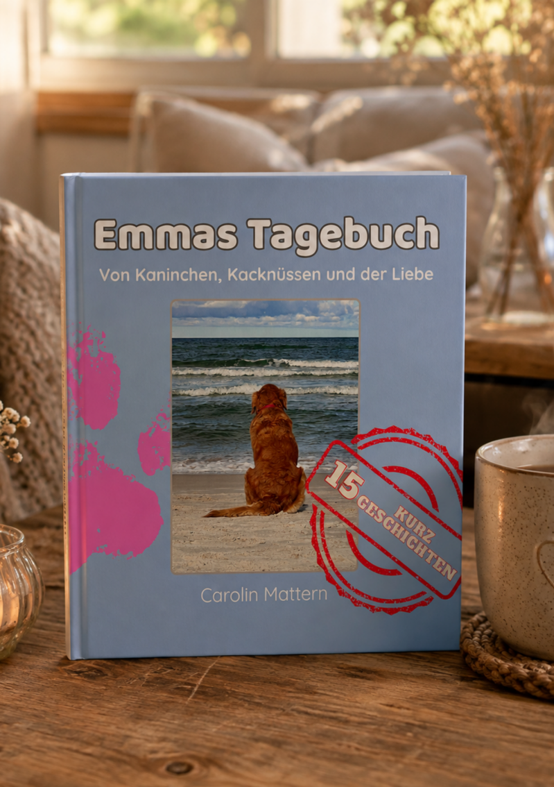 Buch Emmas Tagebuch – Von Kaninchen, Kacknüssen und der Liebe von Carolin Mattern in gemütlicher Leseatmosphäre