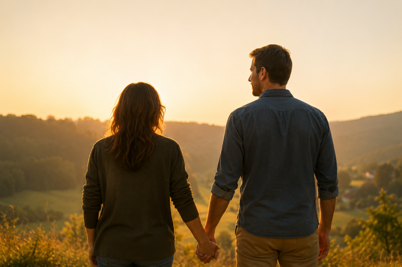 Mann und Frau beim spaziergang gemeinsam