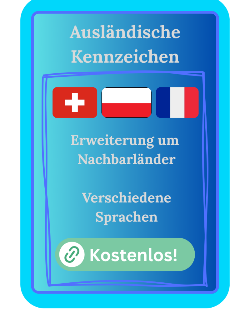 Erweiterung der ZACK-App mit Kennzeichen aus europäischen Nachbarländern und mehreren Sprachen.