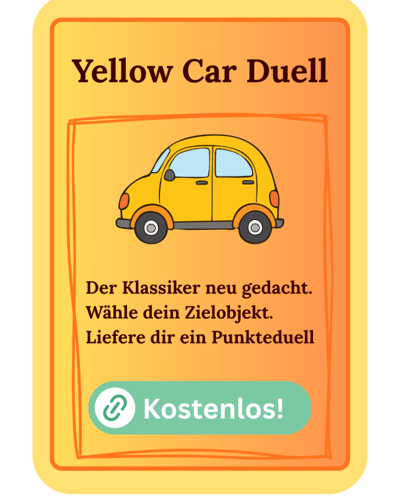 Yellow Car Duell in der ZACK-App – wähle eigene Zielobjekte und liefere dir spannende Punkteduelle während der Autofahrt.