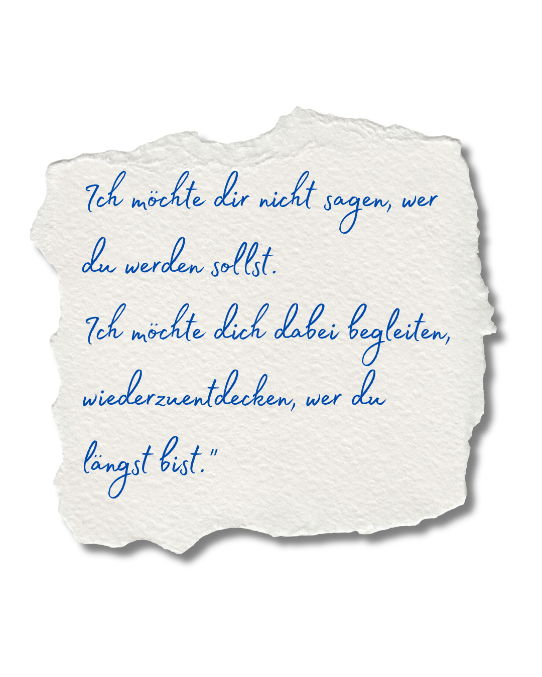 Handgeschriebenes Zitat über persönliche Entwicklung und Selbstentdeckung als Ausdruck der Haltung von Frank Hübener.