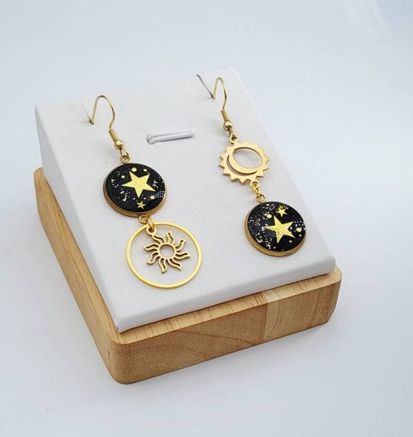 Boucles " Noires étoilées "