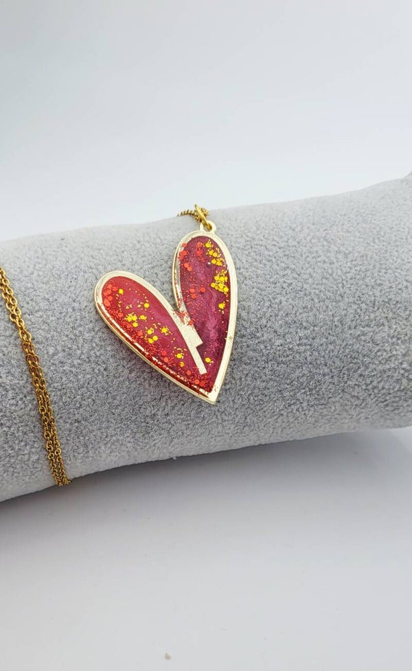 Collier " Cœur rouge amour "