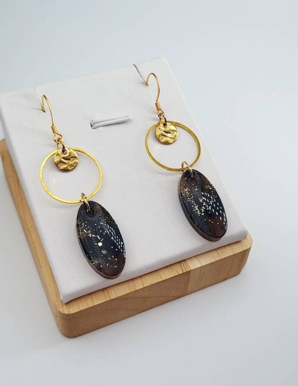 Boucles " Resine noire et brune"