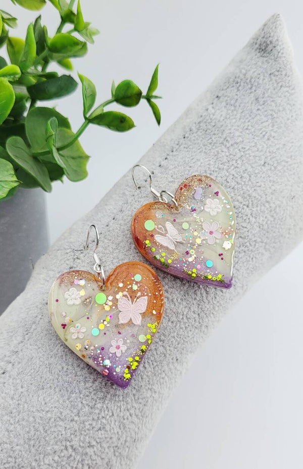 Boucles " Cœurs papillons pastels "