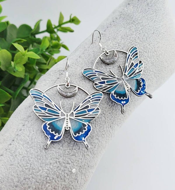 Boucles " Papillons bleus "