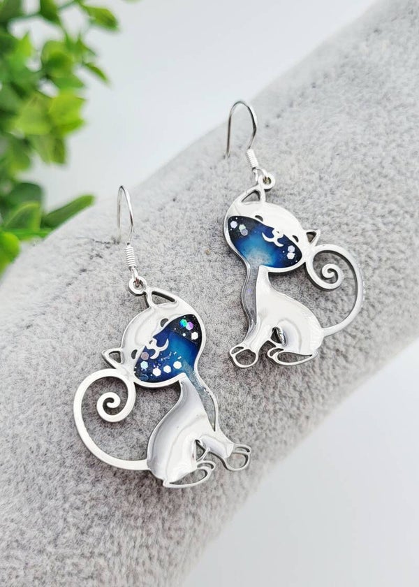 Boucles " Chat bleu argenté "
