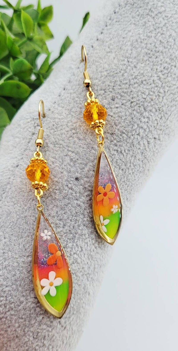 Boucles " Fines fleuries multicolores "