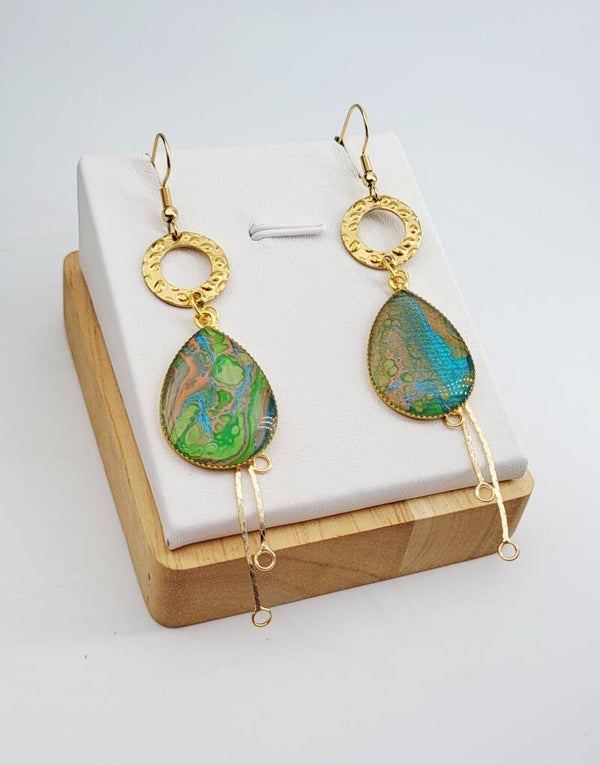 Boucles " Nuances longues vertes turquoises "