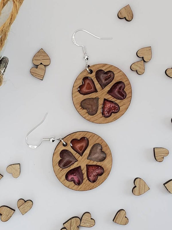 Boucles " Bois cinq cœurs "