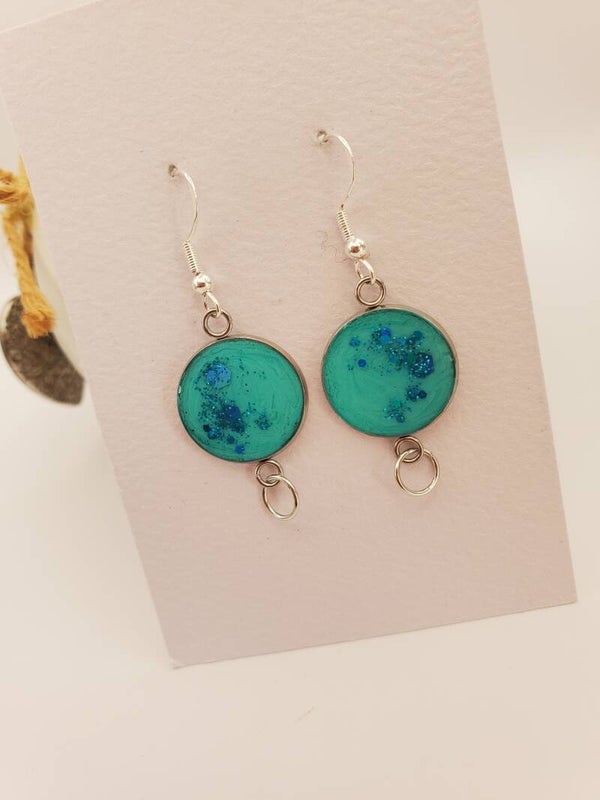 Boucles "Cabochon" turquoises