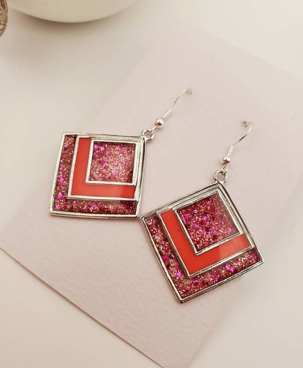 Boucles "Géo" roses