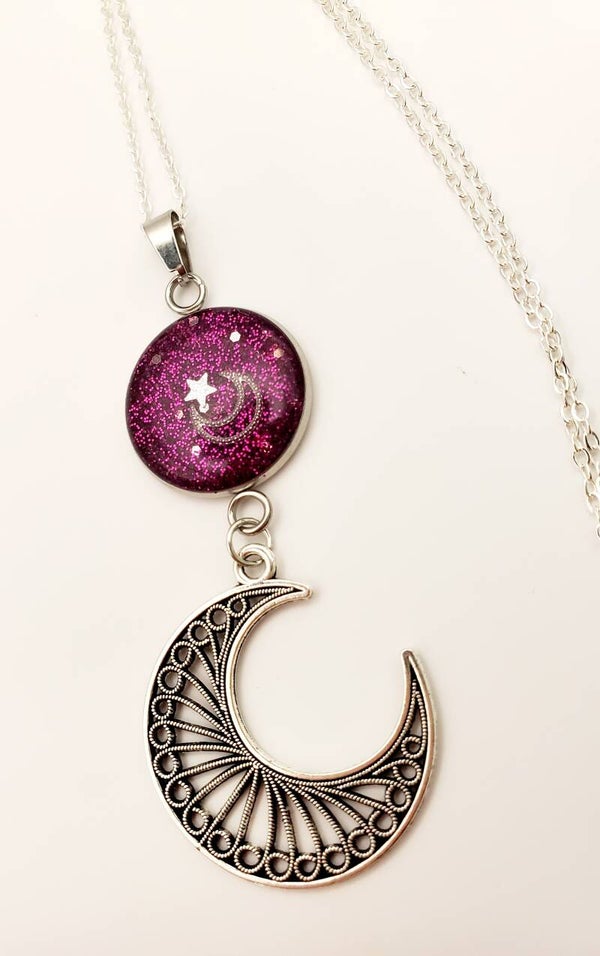 Sautoir " Lune violette "