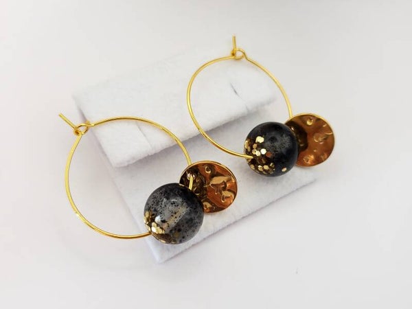 Boucles "Créoles" noires dorées