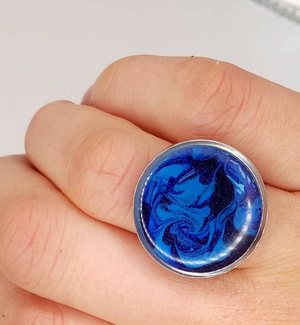 Bague "Tourbillon bleu"