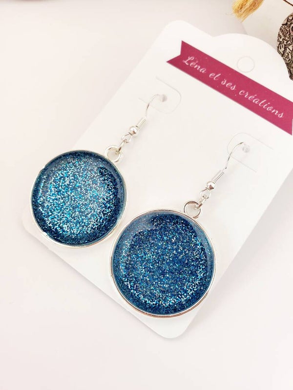 Boucles "Paillettes" Bleues