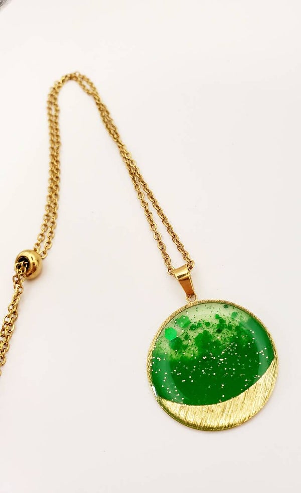 Collier " Vert pailleté "