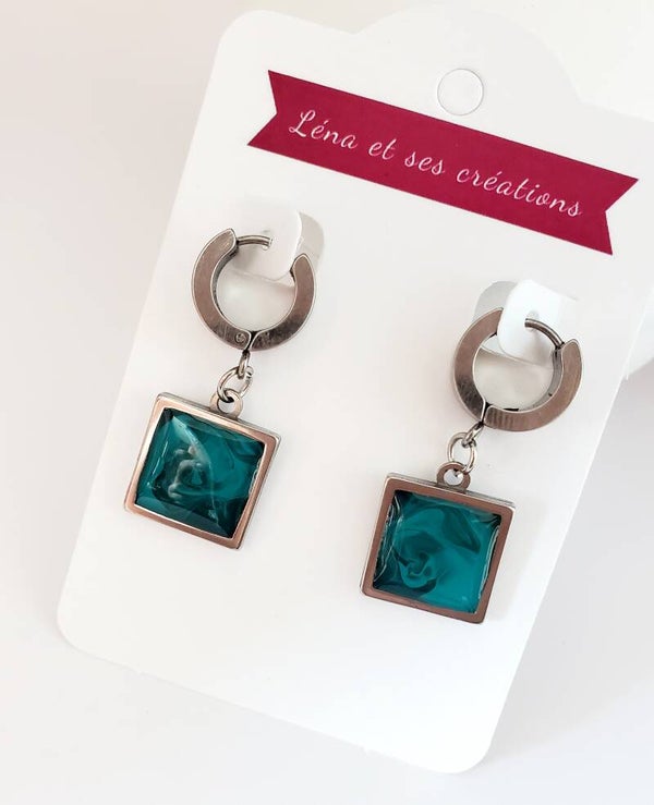 Boucles "Carrées" turquoises