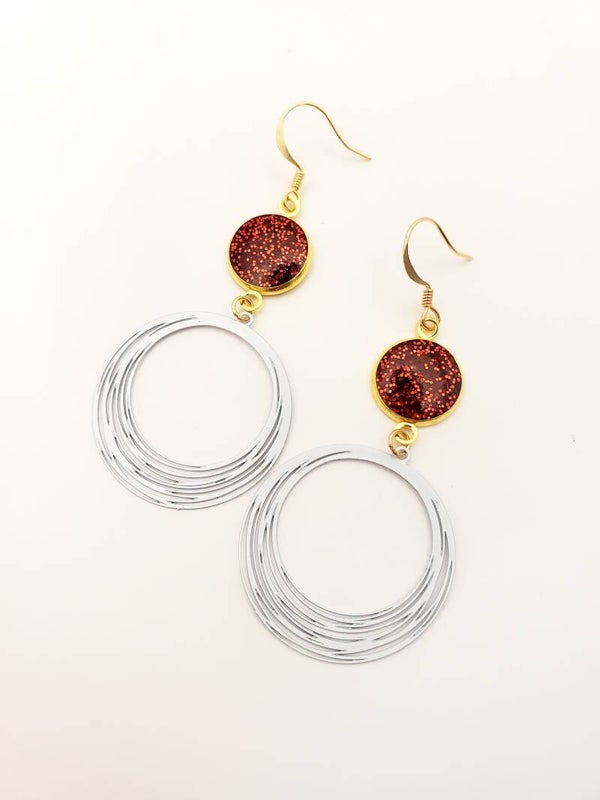 Boucles longues " En rouge et blanc "