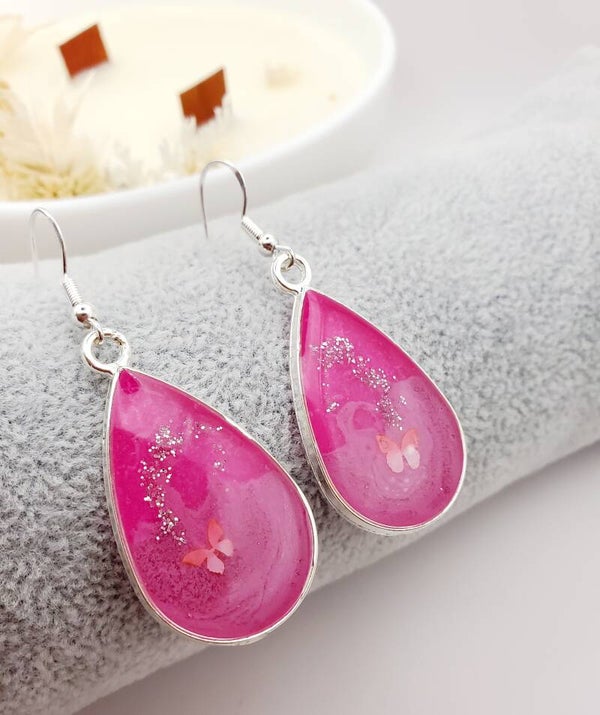 Boucles " Papillon rose "
