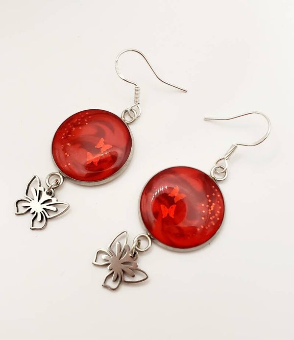 Boucles " Papillons rouges "