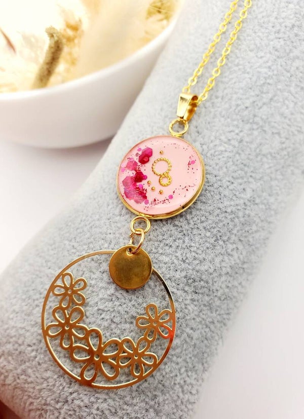 Sautoir doré " Rose "