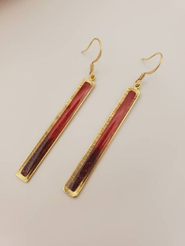 Boucles " longues rectangles rouges "