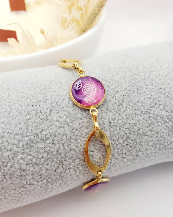 Bracelet " Doré violet "