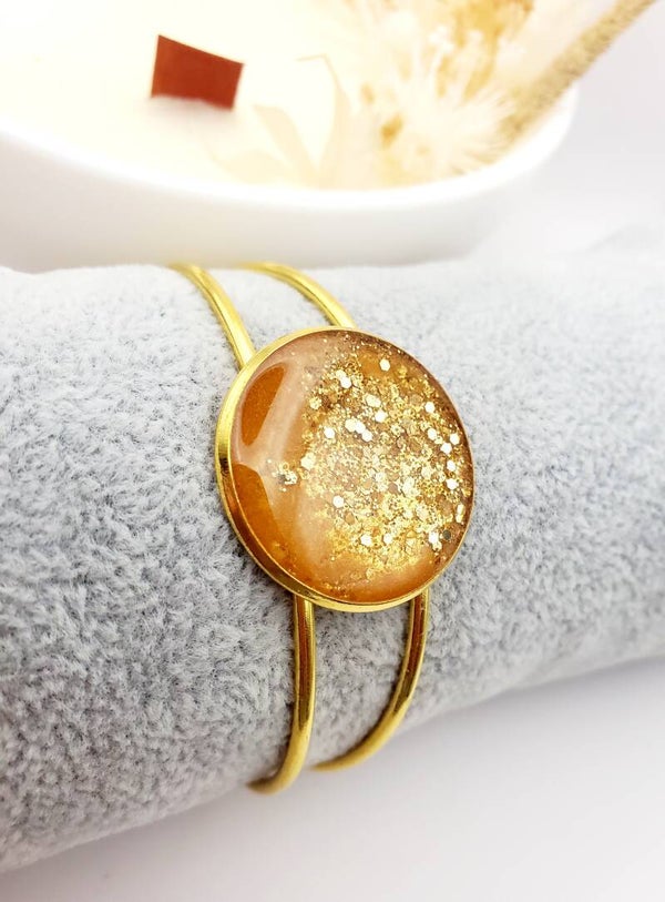 Bracelet jonc " doré pailleté