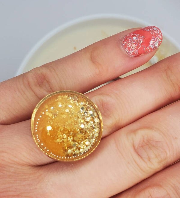 Bague " Dorée pailletée "